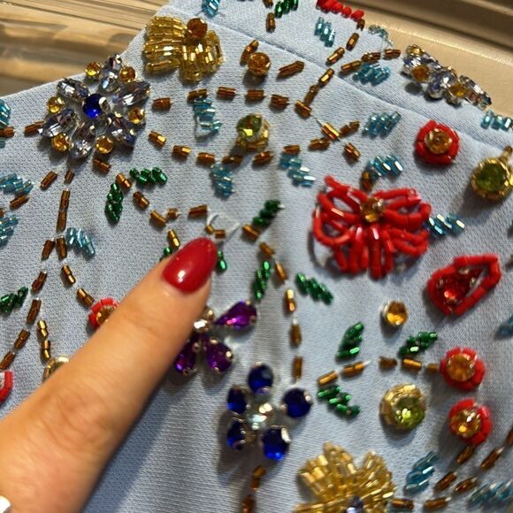 Mac Duggal NWT 26540 BEADED CAP SLEEVE V NECK A LINE GOWN in French Blue… - Picture 13 of 13